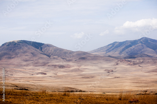 Picturesque view to Ngorongoro National Park, located at the bottom of ancient volcano crater