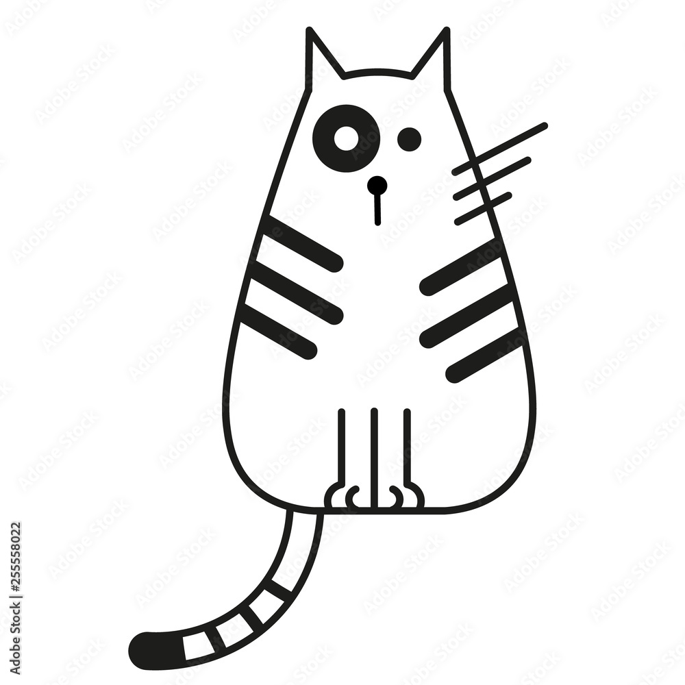 cat black and white line art illustration cat black and white line art illustration