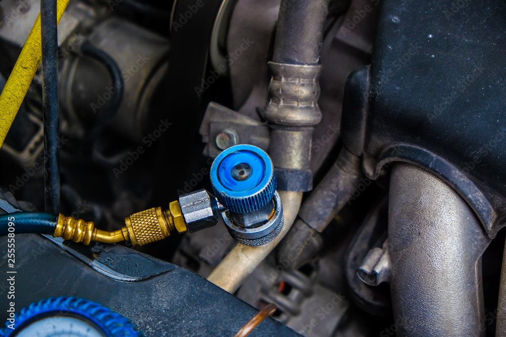 Auto monitor pressure gage engine check and fix air of car Auto monitor pressure gage engine check and fix air of car