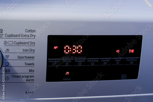 Touch screen display with countdown from clothes dryer. © lapis2380