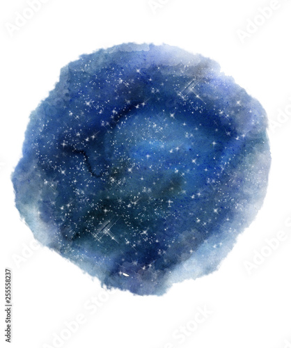 Night Sky Print. Watercolor starry sky. Blue galaxy night sky