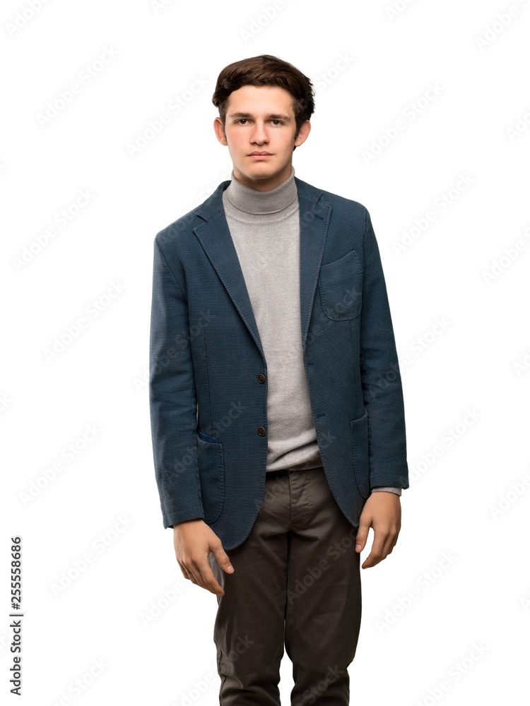 Teenager man with turtleneck portrait over isolated white background Teenager man with turtleneck portrait over isolated white background