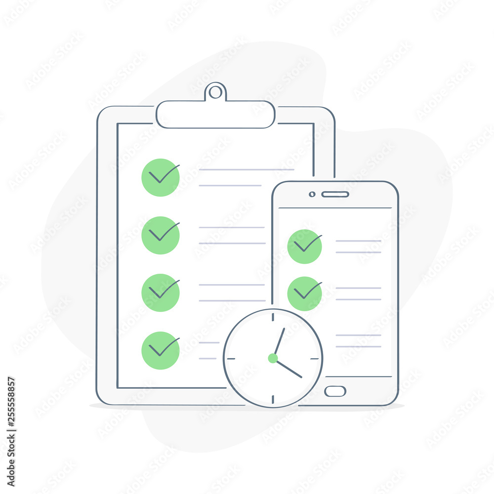 Task Synchronization, Check List with Checkboxes with Check Mark on the ...