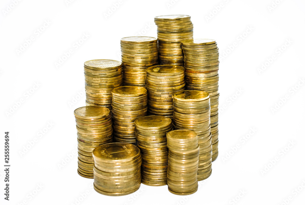 A large pile of Ukrainian coins of 50 and 25 kopecks A large pile of Ukrainian coins of 50 and 25 kopecks