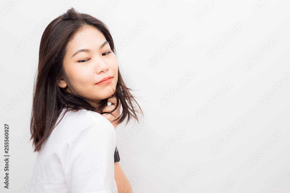 Asian beautiful smiling women portrait on white background Asian beautiful smiling women portrait on white background