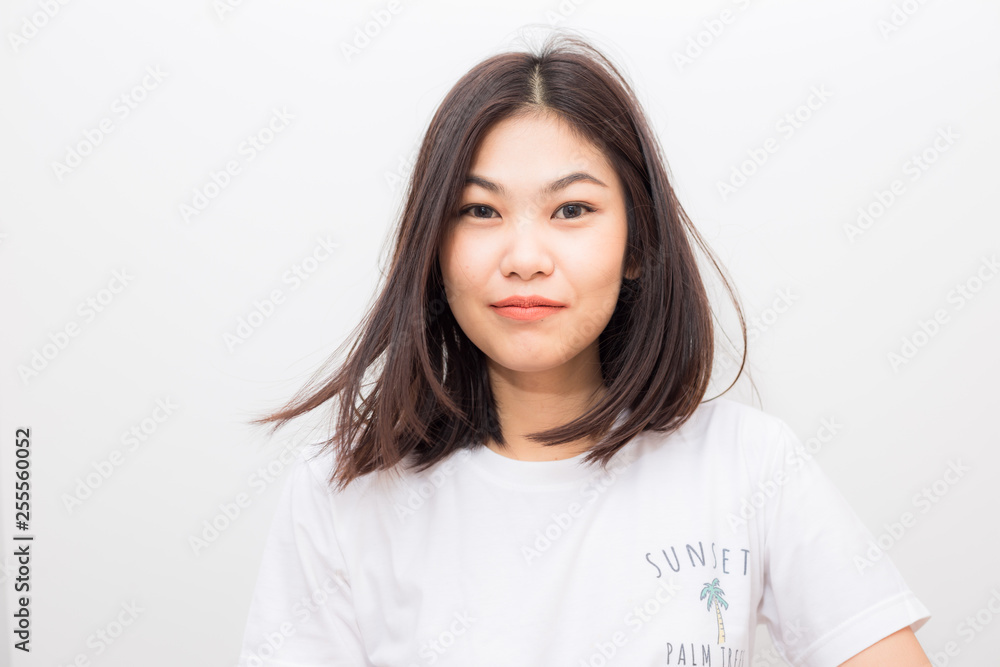 Asian beautiful smiling women portrait on white background
