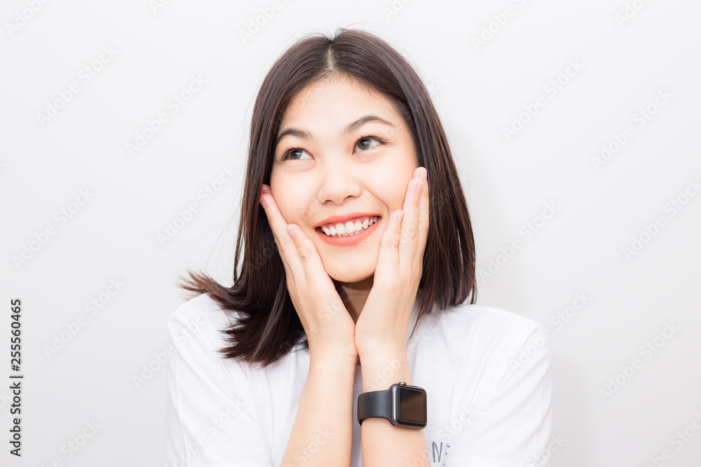 Asian beautiful smiling women portrait on white background Asian beautiful smiling women portrait on white background