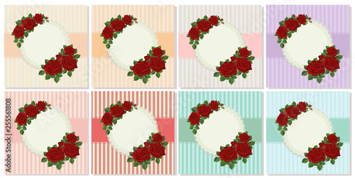 Vector illustration with rose red flowers. Romantic design for cosmetics perfumery women's products.