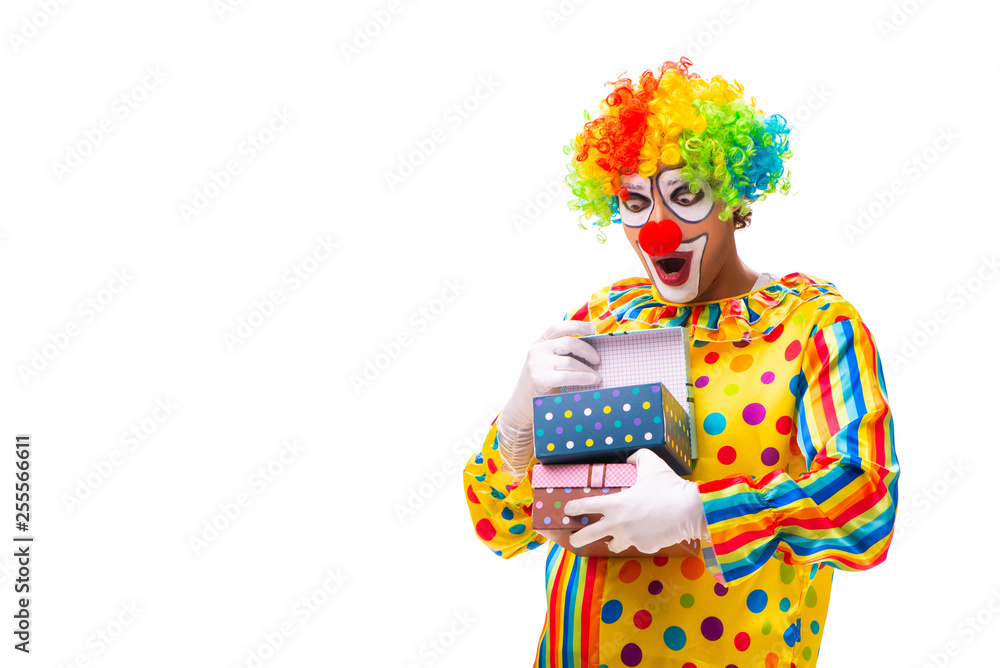 Male clown isolated on white Male clown isolated on white