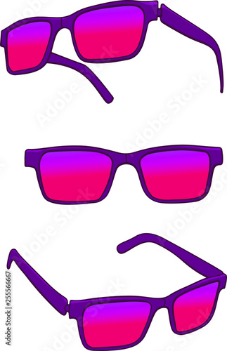 pink glasses on white background