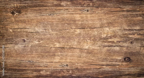 Panel kuchenny z motywem Wood texture background. Rough surface of old knotted table with nature pattern. Top view of vintage wooden timber with cracks. Brown rustic wood for backdrop.