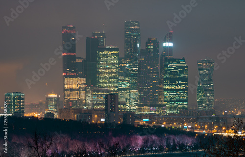 Moscow City in the winter night