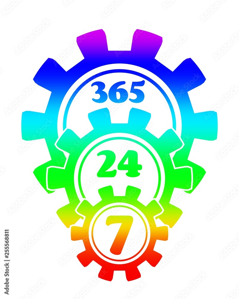 Time operation mode in gear. Gear pyramid. For customer support and retail. Seven days twenty four hour. Cogwheels overlay Time operation mode in gear. Gear pyramid. For customer support and retail. Seven days twenty four hour. Cogwheels overlay