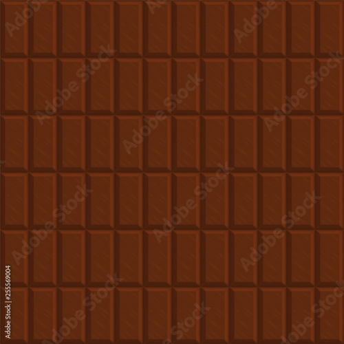 Chocolate bar vector seamless pattern. Delicious brown dessert in rectangular blocks for posters, banners, package decoration. Tasty sugary food print for wrapping paper, wallpaper.