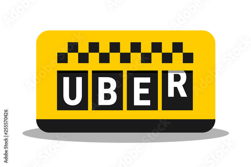 Uber - ride sharing service as alternative transportation to taxi. Vector illustration