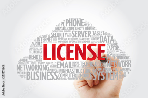 LICENSE word cloud collage with marker, business concept background