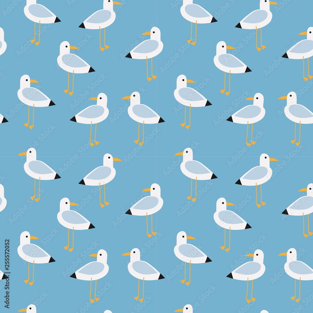 Obraz premium Cute seagulls seamless pattern.