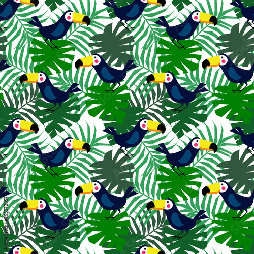 Tropical bird seamless pattern.