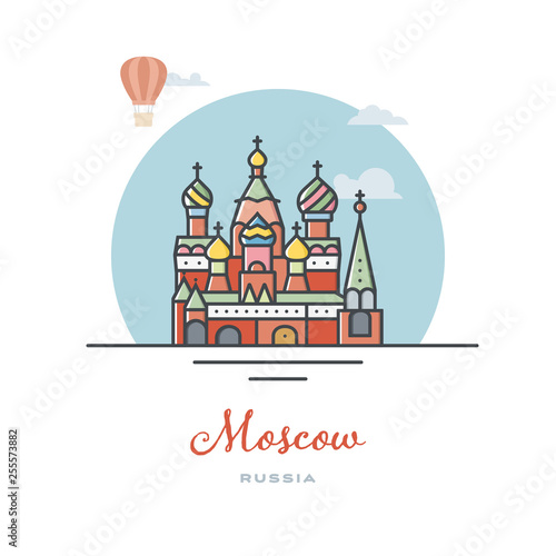Saint Basils Cathedral at Moscow  Russia  flat vector illustration