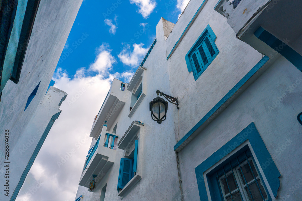 Blue and white Street of Asilah in Morocco Blue and white Street of Asilah in Morocco