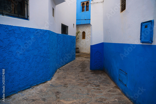 Blue and white Street passage in Asilah, Morocco © Oleksandr