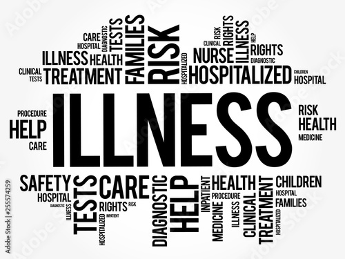 ILLNESS word cloud collage, health concept background