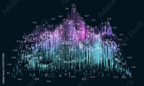Abstract 3D big data concept. Futuristic infographics design.  complexity. Social network or business visual information analytics.
