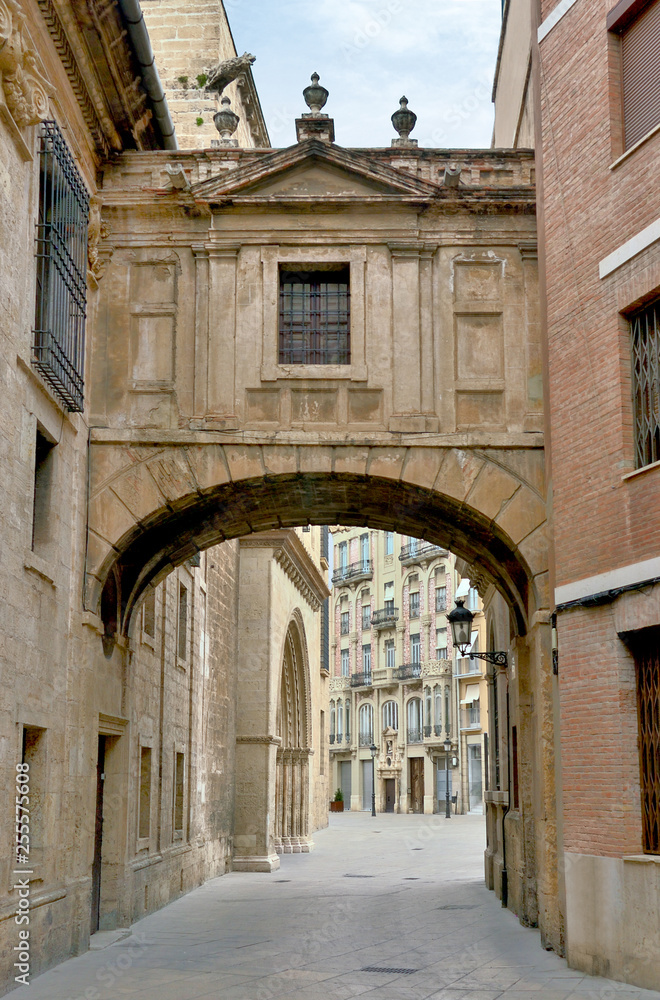 Valencia Cathedral Arch Barchilla Street, Valencia, Spain.