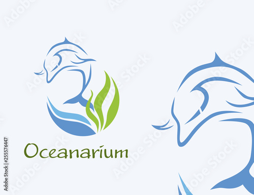 Logo with Dolphin image to identify your company, store, Oceanarium