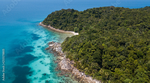 Perhentian Island. Beautiful aerial view of a paradisiacal tropical beach