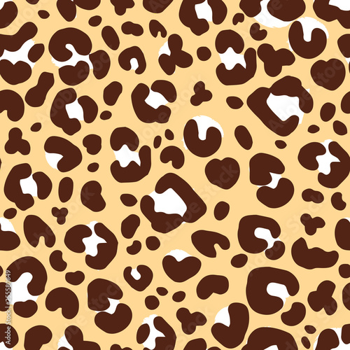 Seamless pattern of hand drawn sketch style leopard skin texture. Vector illustration.