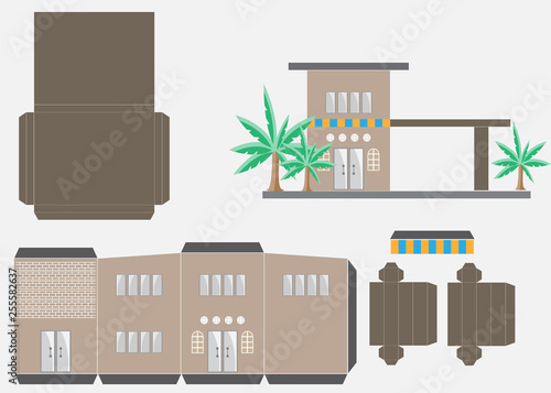 Restaurant or House Paper Model Cut and glue