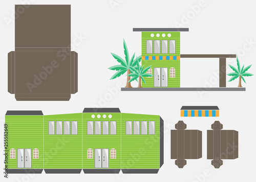 Restaurant or House Paper Model Cut and glue