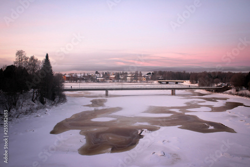 Frozen Bothnian Bay view in Oulu, Finland photo