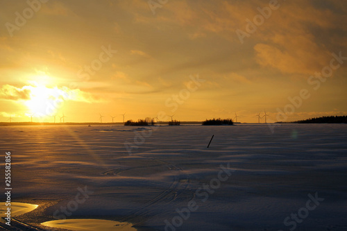 Frozen port of Kemi view, Finland photo