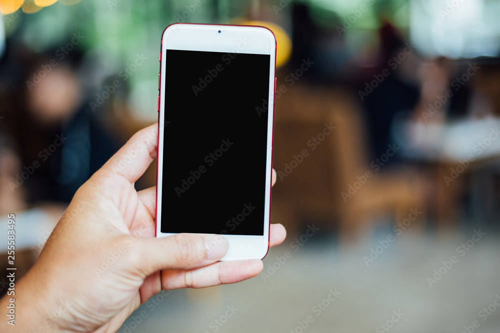 Women hand holding smartphone blank screen Women hand holding smartphone blank screen