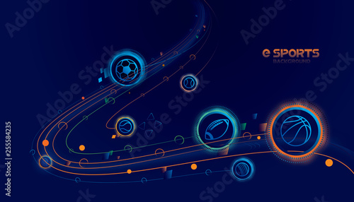 Vector esports with futuristic technology background design.