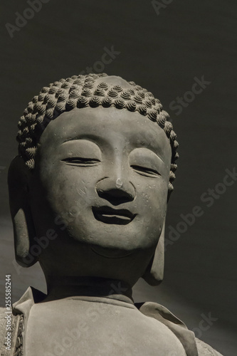 closeup face of buddha statue.