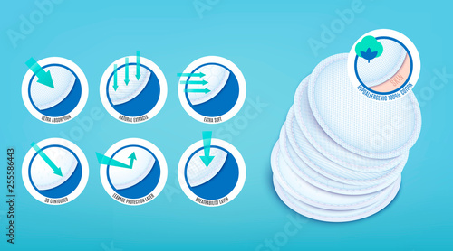 Hypoallergenic soft cotton pads and disks facial cleansing with ultra absorption.
