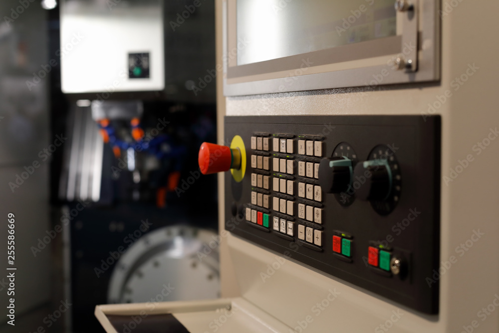 CNC machining center with a control panel CNC machining center with a control panel