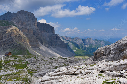 The Dolomites in Modonna di Campiglio, Italy. Summer mountain scene.