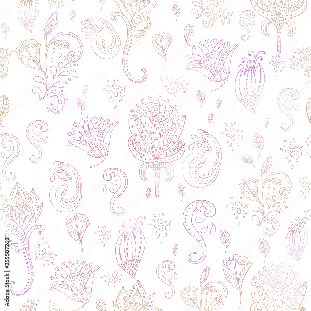Pattern surface design on white background flowers in line style.