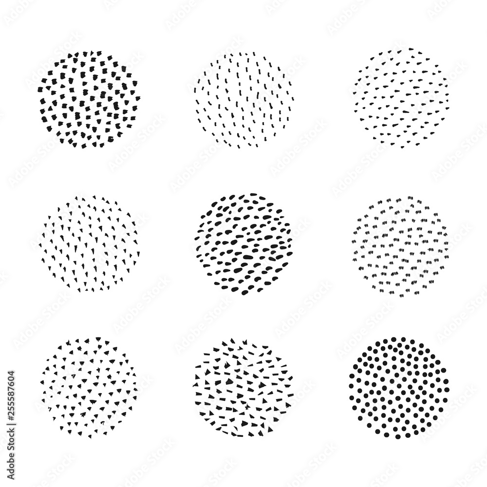 Scratchy textures with dots, design elements