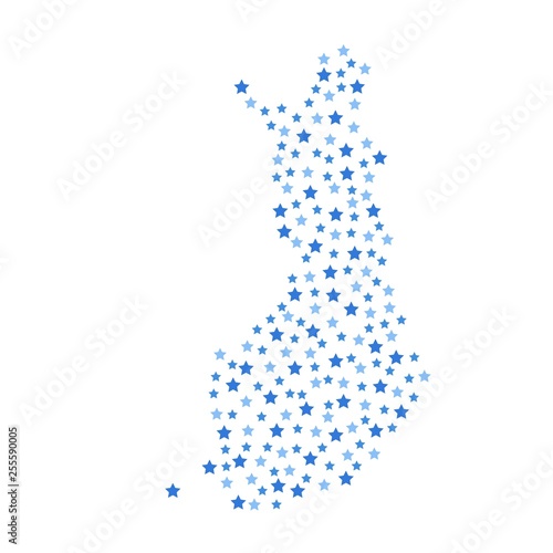 Finland map background with blue stars of different sizes vector illustration eps