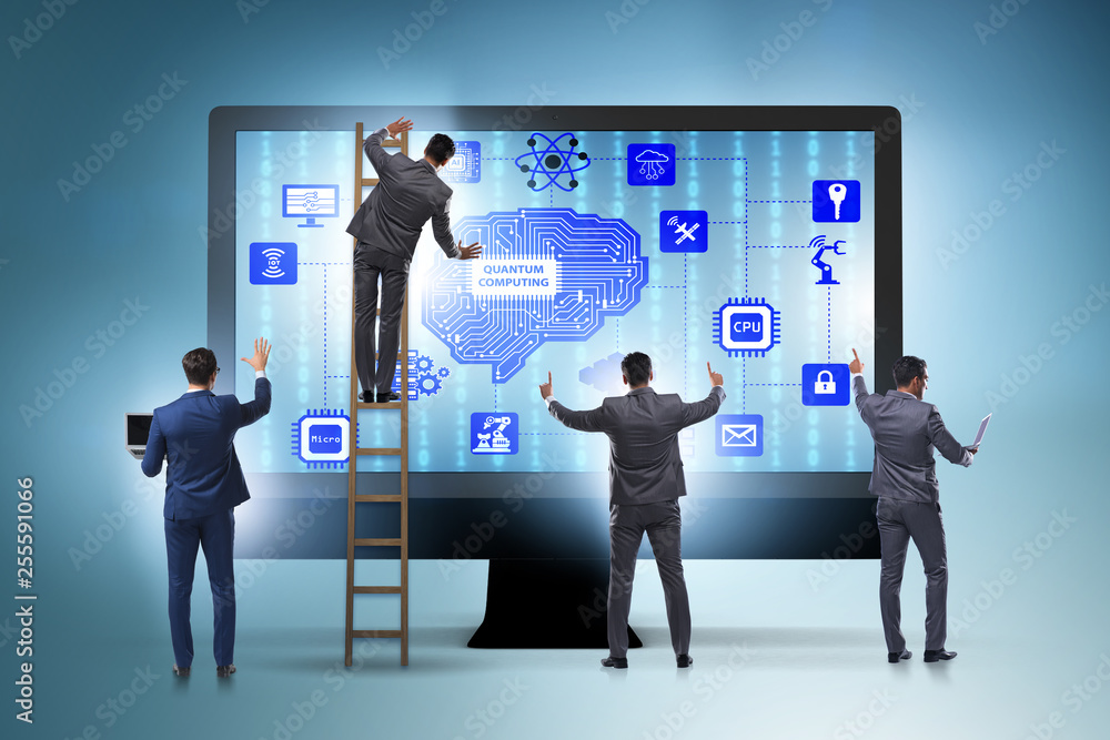 Concept of quantum computing with businessman Concept of quantum computing with businessman