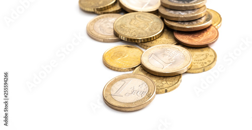 Euro coins, image includes several different coins