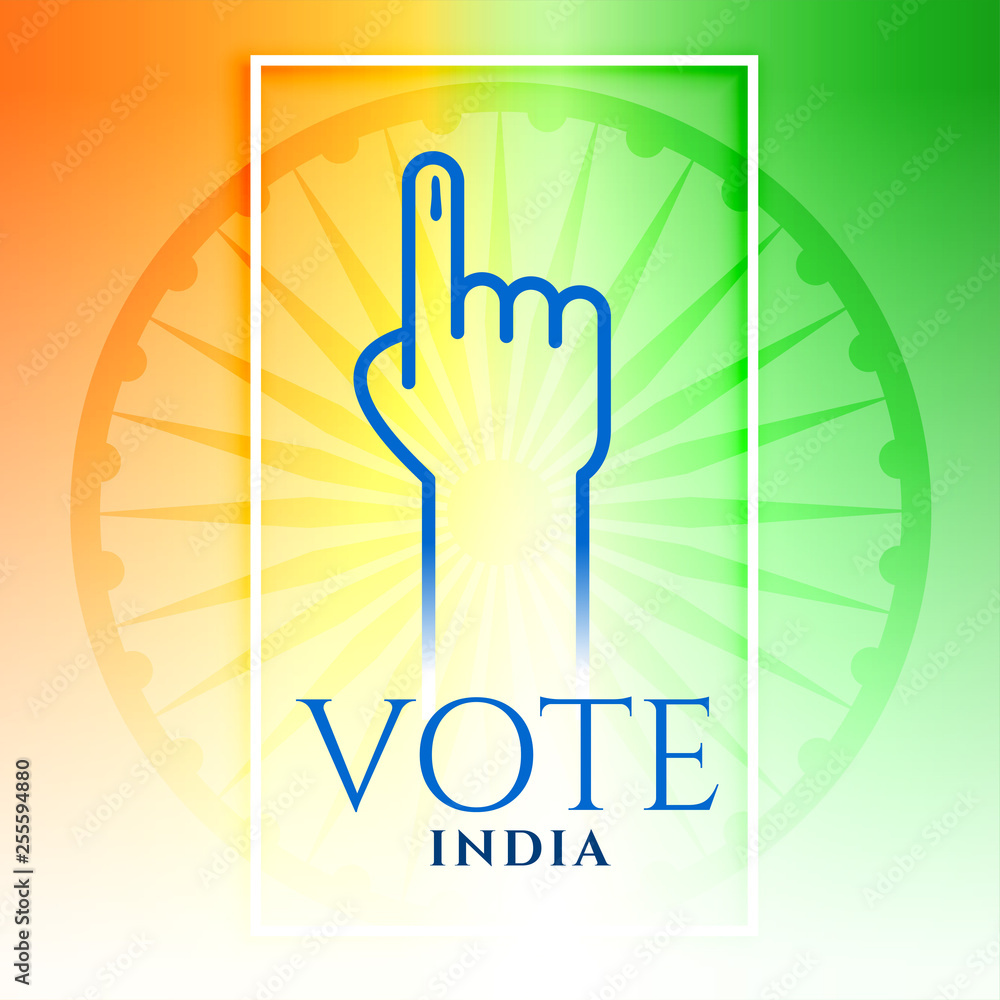 Fototapeta premium india vote hand with tricolor background