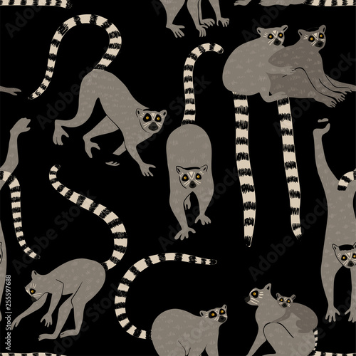 Seamless Pattern With Lemur.