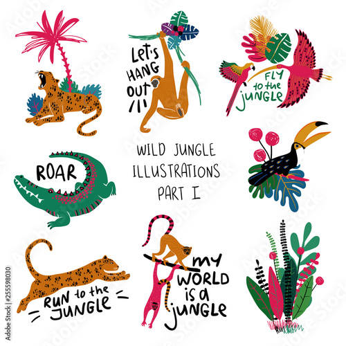 Summer Set With Animals, Birds And Plants