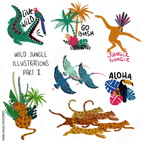 Summer Set With Animals, Birds And Plants